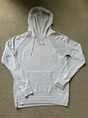 Athleta Light Gray Knit Pullover Hoodie
